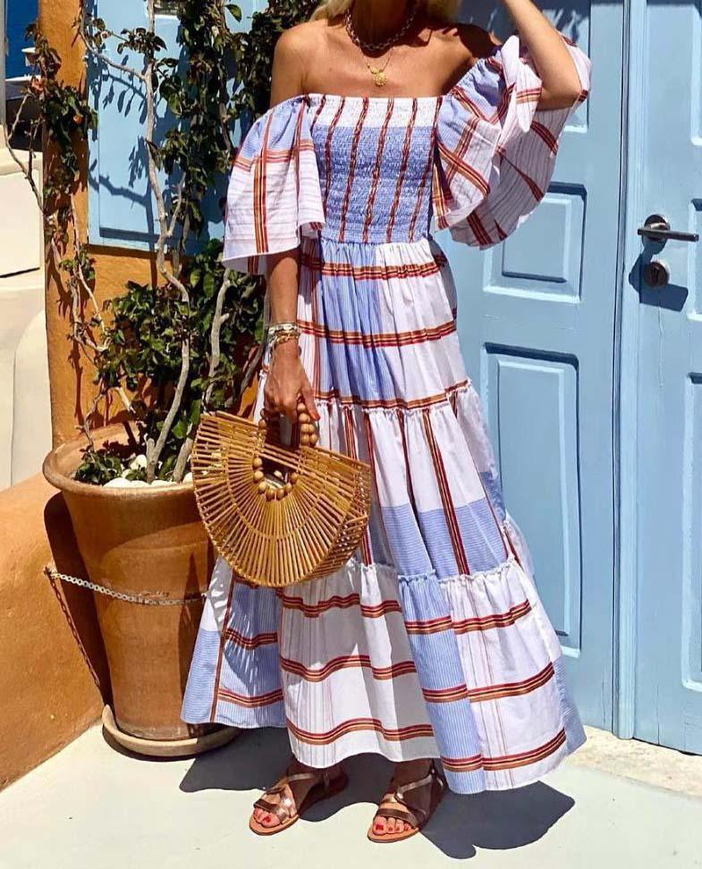 Striped Off Shoulder Dress