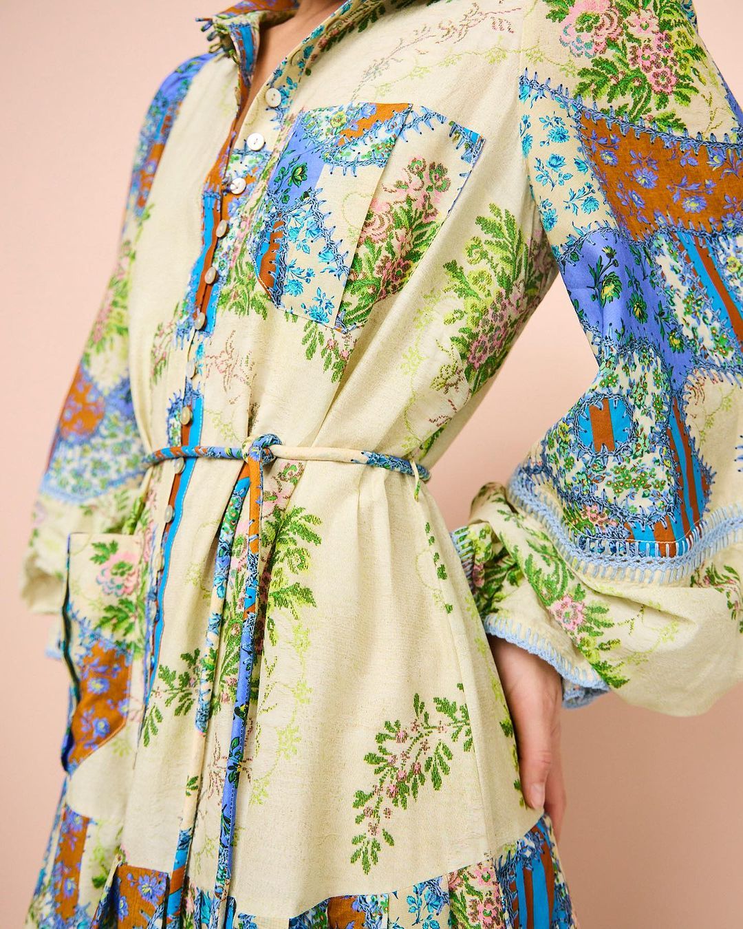 Sky Patchwork Shirtdress