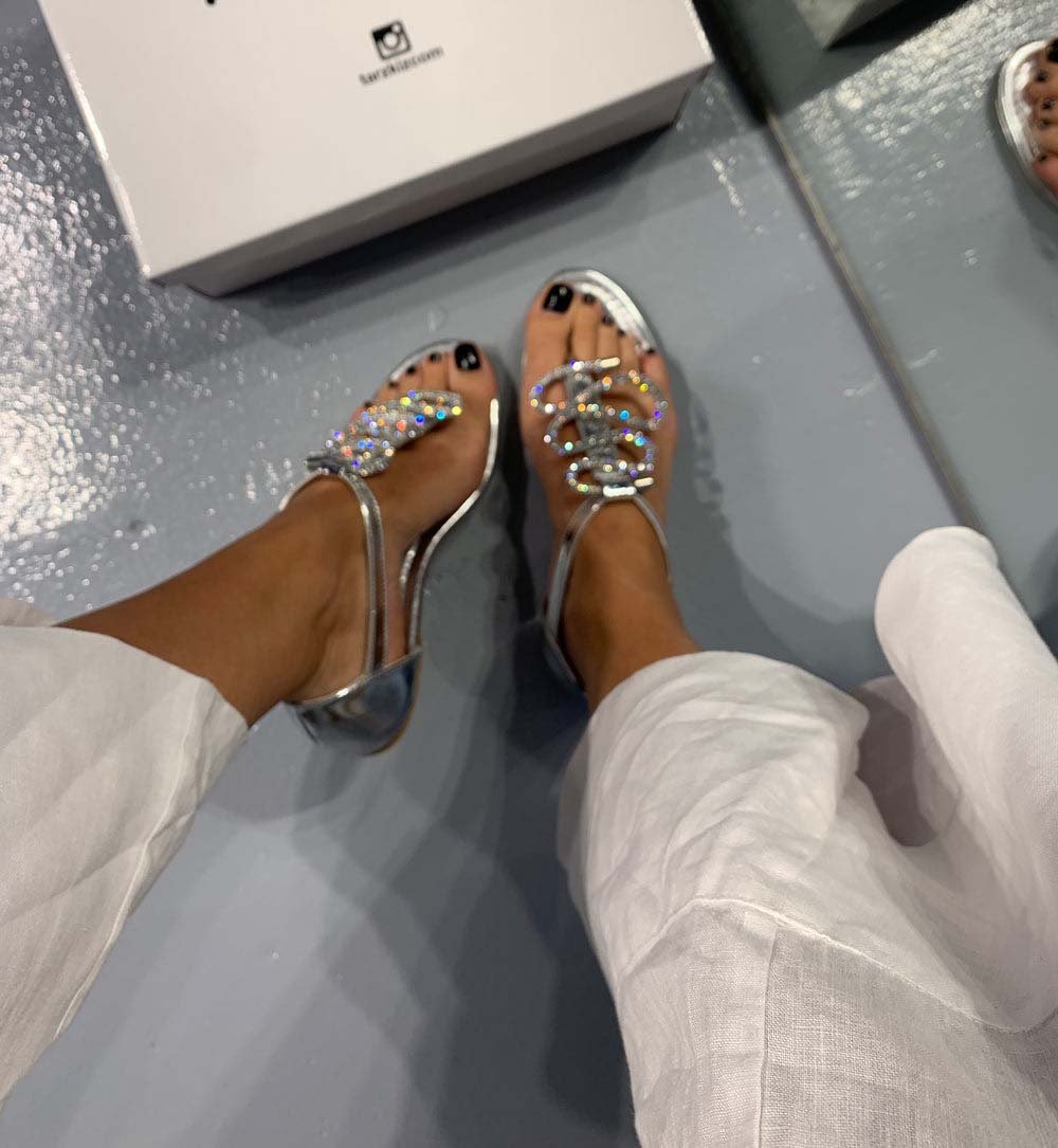 Silver Rhinestones Sandals