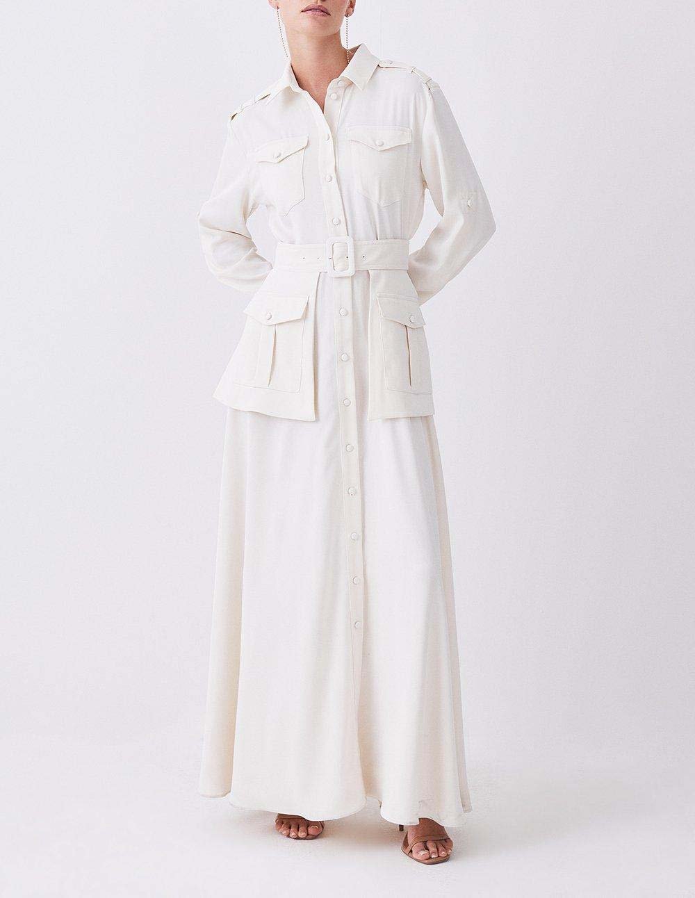 Soft Tailored Belted Maxi Shirt Dress