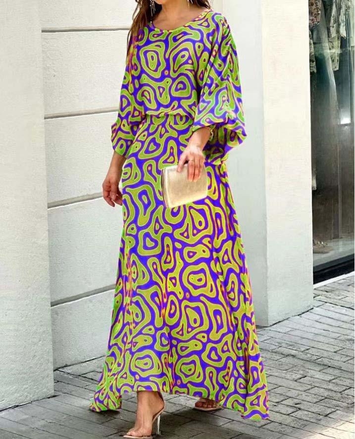 Swirl Slit Sleeve Maxi Dress Set