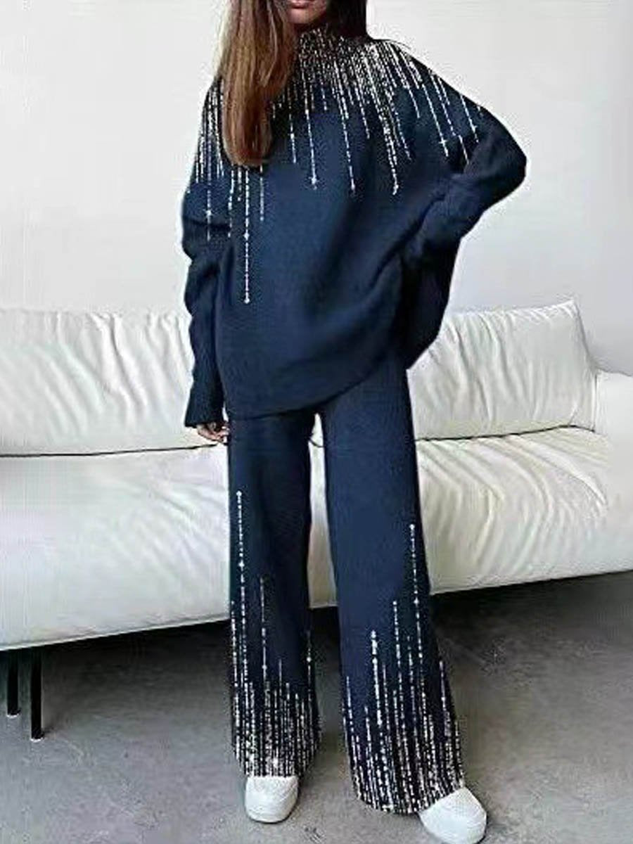 Hot Drilling Fashion Knitted Suit