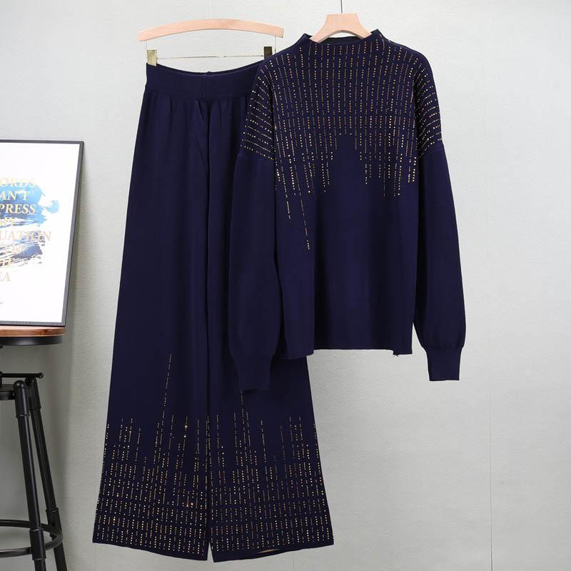 Hot Drilling Fashion Knitted Suit