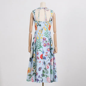 Floral Print Open Back Zip Dress