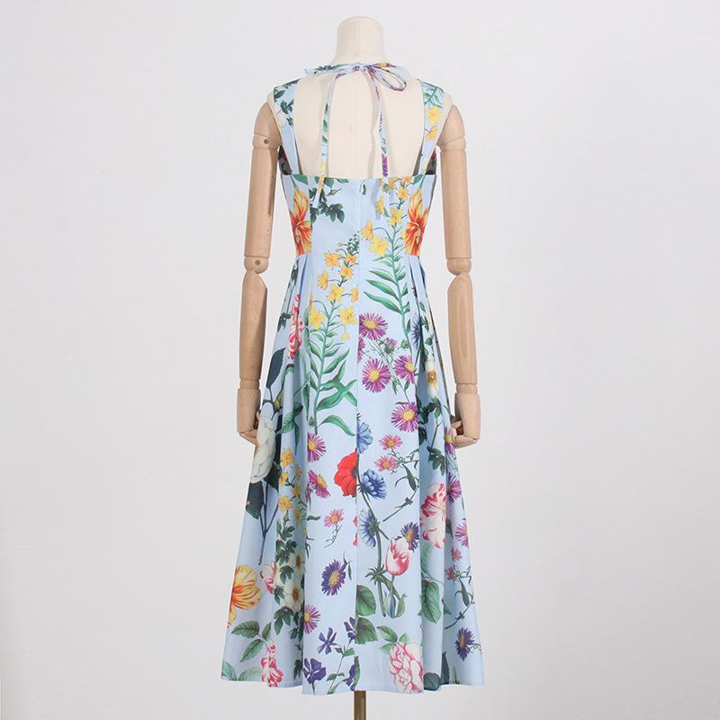 Floral Print Open Back Zip Dress