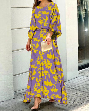 Swirl Slit Sleeve Maxi Dress Set