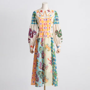 Printed Balloon Sleeve Dress