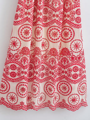 Embroidered Eyelet Smocked Sleeveless Maxi Sundress