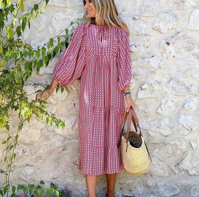 Printed Puff Sleeve Dress