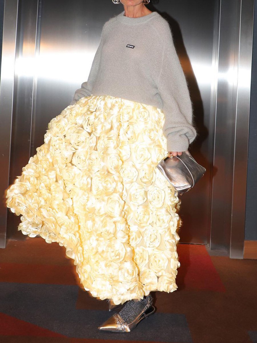 Three-Dimensional Flower High Waist Skirt