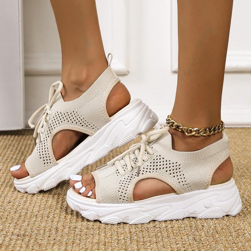 Women's platform mesh cut-out sandals