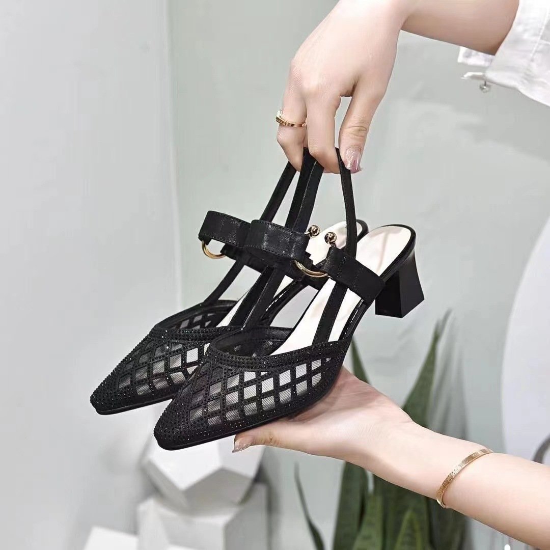 Women's Pointed-toe Ankle Strap Rhinestone Sandals