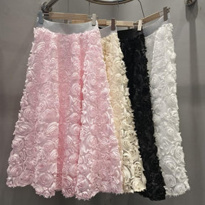 Three-Dimensional Flower High Waist Skirt