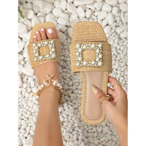 New Fashion Straw Flat Heel Casual Slippers