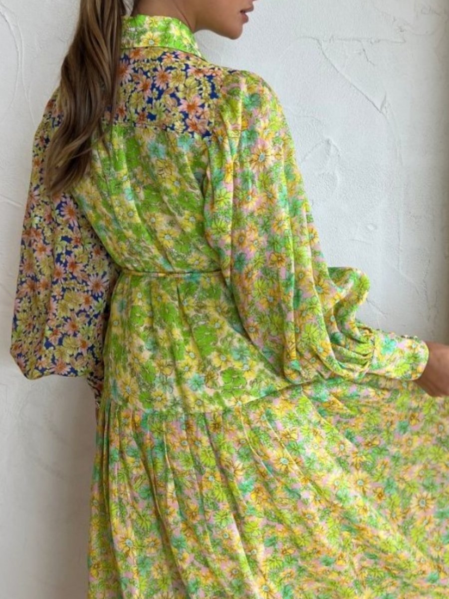 Printing Lantern Sleeve Dress