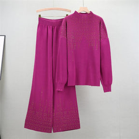 Hot Drilling Fashion Knitted Suit