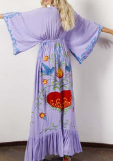 Bohemian Colorful Embroidered Maxi Dress