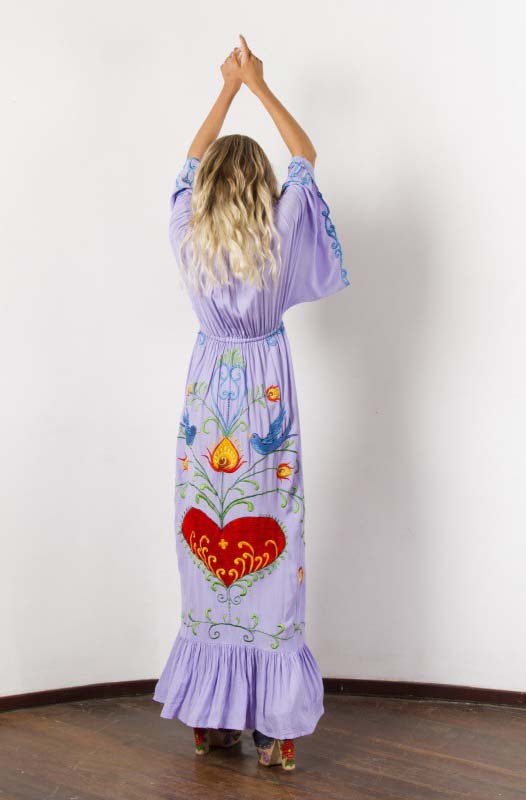 Bohemian Colorful Embroidered Maxi Dress