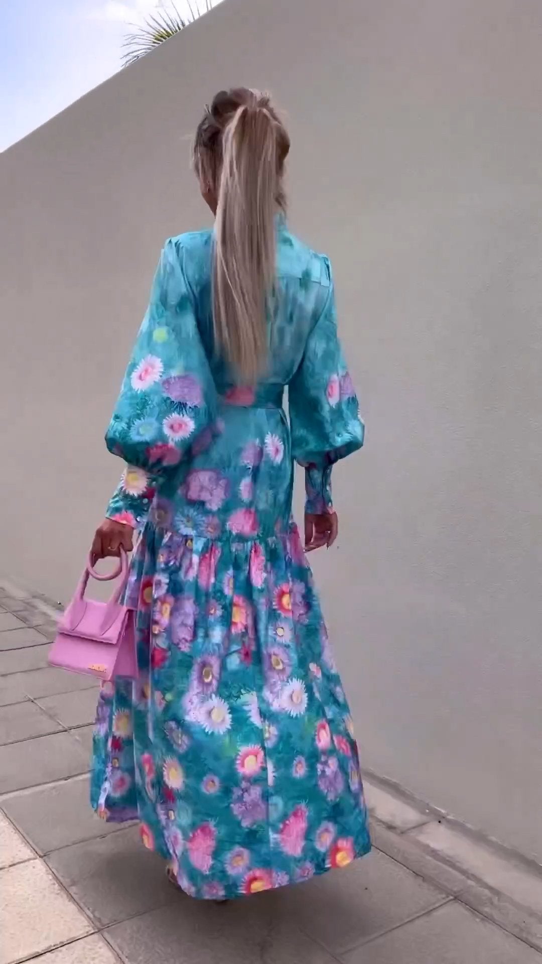 Cherry Blossom Print Maxi Dress