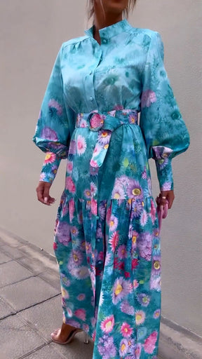 Cherry Blossom Print Maxi Dress