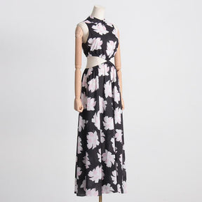 Vintage Print Sleeveless Dress