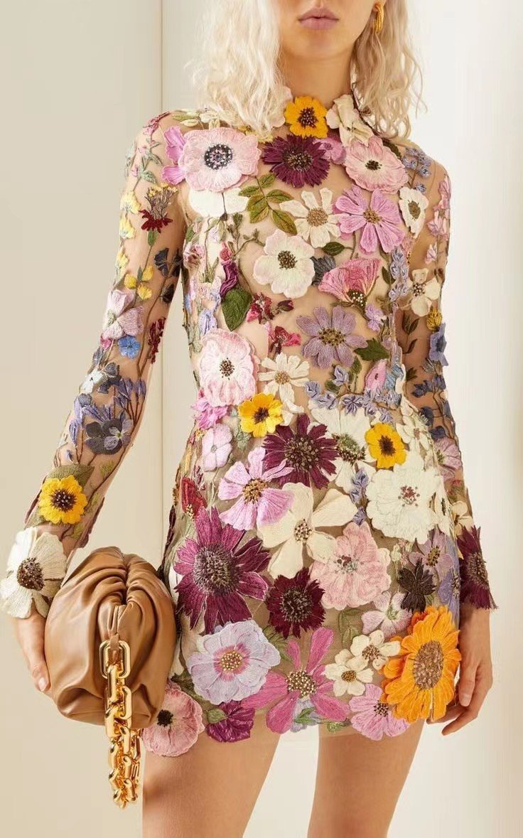 FLOWER 3D WRAP HIP SEXY DRESS