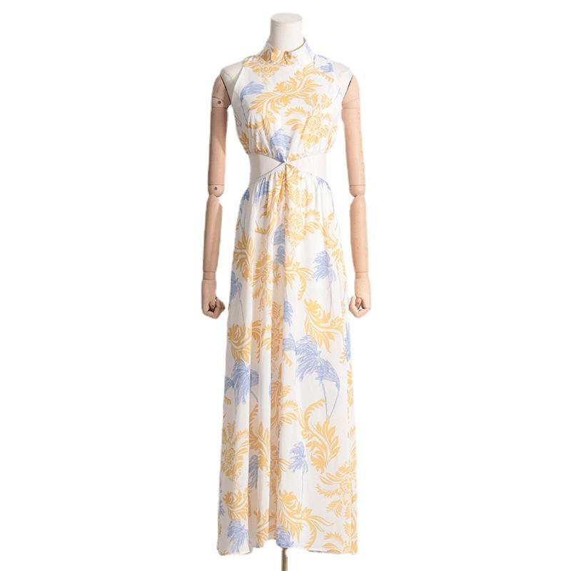 Vintage Print Sleeveless Dress