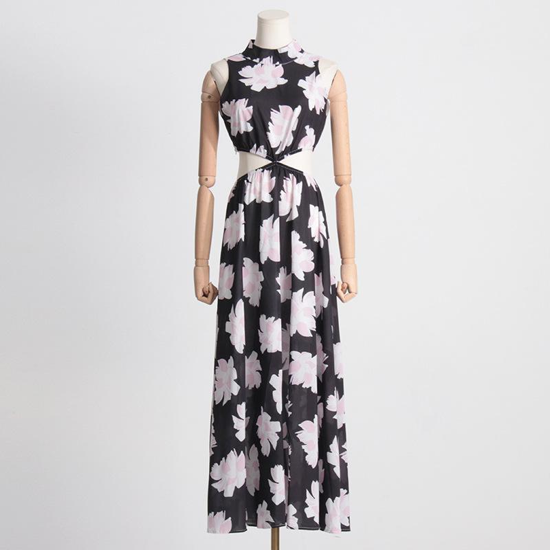 Vintage Print Sleeveless Dress