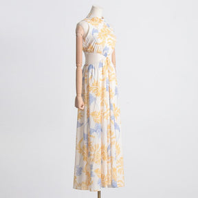 Vintage Print Sleeveless Dress