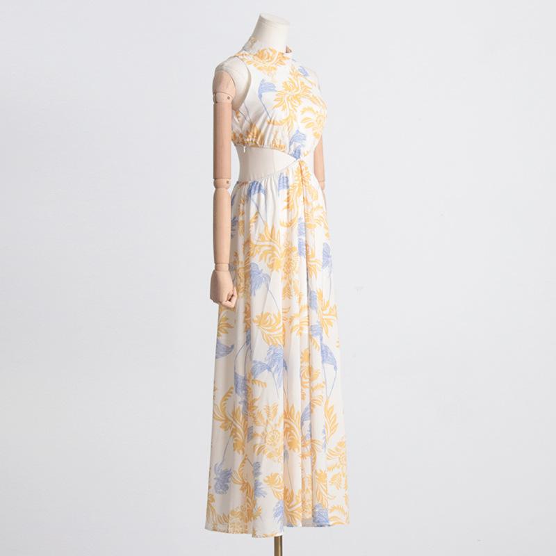 Vintage Print Sleeveless Dress