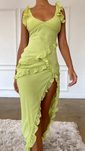 Ruffled High Slit Dress