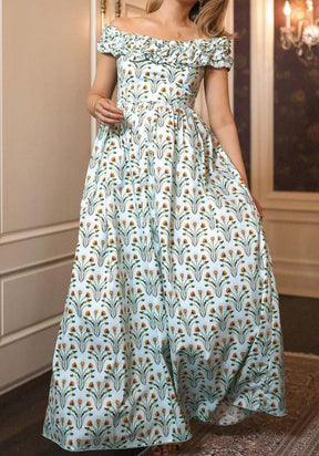 Vintage Floral One Shoulder Dress