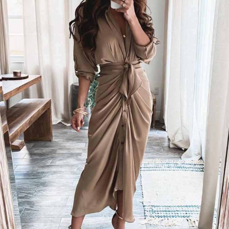 Pleated Irregular Tie Dress