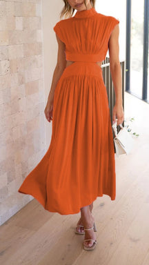 Cutout Waist Pocketed Dress